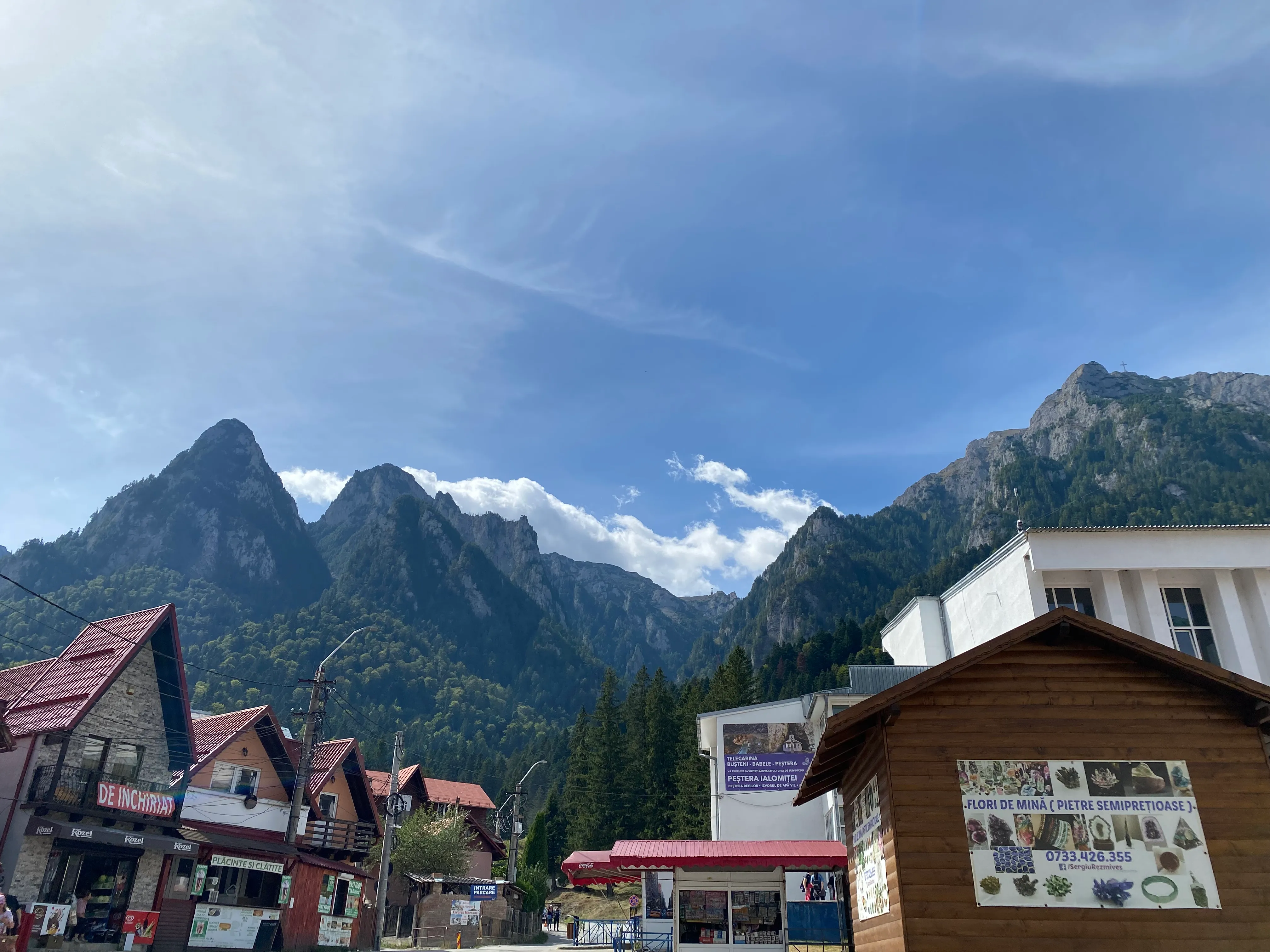 Busteni town with Bucegi Mountains at the back